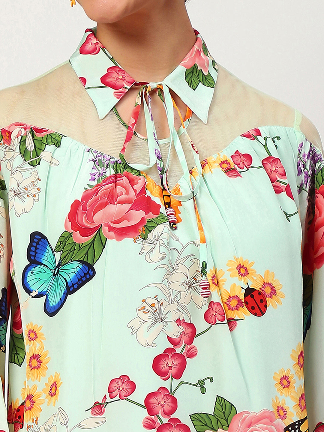 売れ筋商品|||ゲス カットソー トップス レディース Women's Mirin Floral-Print Off-The-Shoulder Top Paradise Bouquet Teal 送料無料】 ゲス レディース シャツ トップス Women's Mirin